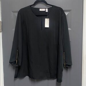 Chico’s Alexie chic 3/4 Zip sleeve black keyhole tunic  (chico’s size 4) XXL NWT